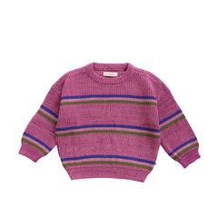 Stripe Knit | Chunky Sweater | Purple Wine