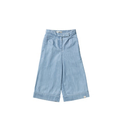 Slub Denim | Wide Leg Pants | Light Blue