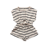 Stripes | Front Tie Playsuit | Ecru